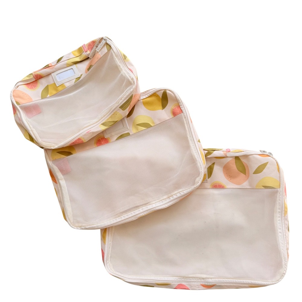 Calpak Packing Cubes 3pc Citrus Fruit Print Travel Organizers Summer Aesthetic - Picture 6 of 6